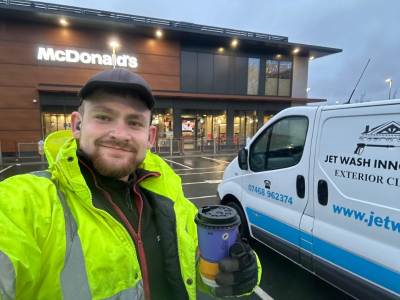 Retail park pavement cleaning