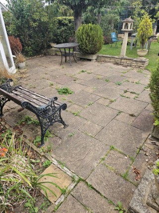Cleaned garden path with jet wash