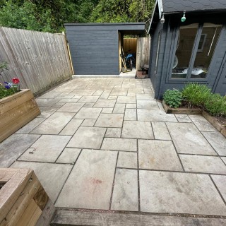 Black spot removal on patio slabs